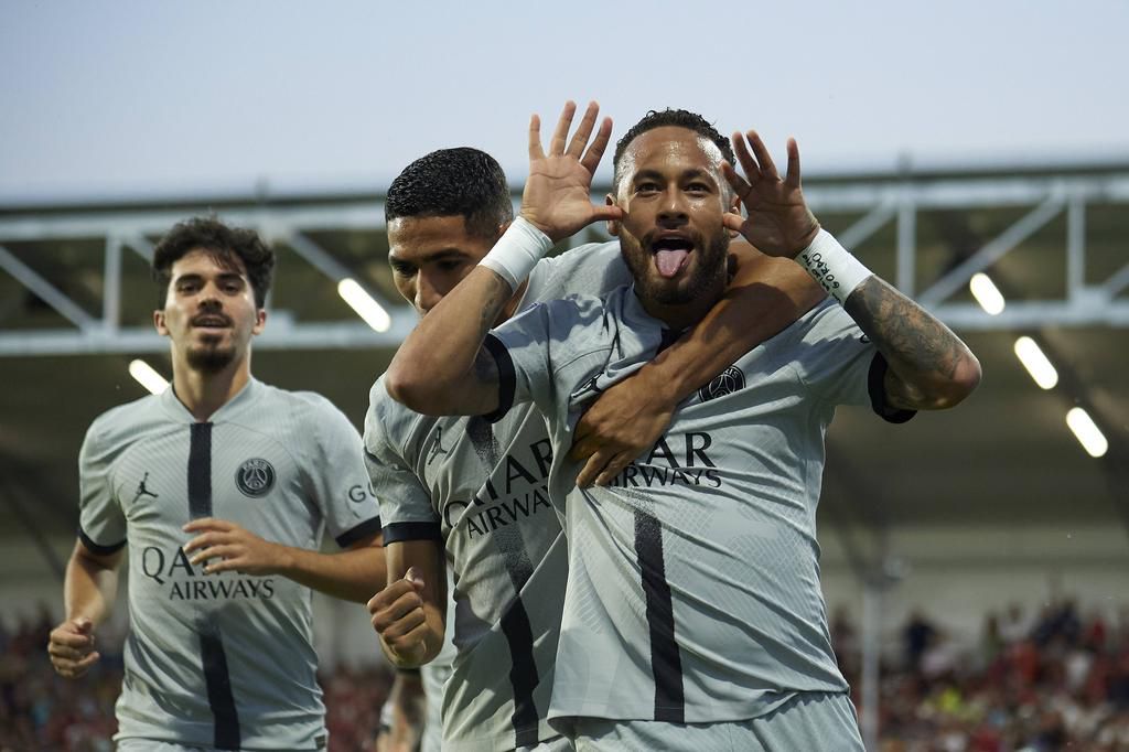 Neymar scored a goal and assisted another two in the first-half for PSG against Clermont Foot