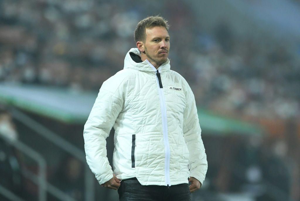 Bayern Munich coach Julian Nagelsmann shows his frustration in the shock defeat at Augsburg