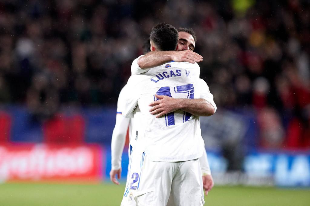 Dani Carvajal celebrates with Lucas Vazquez