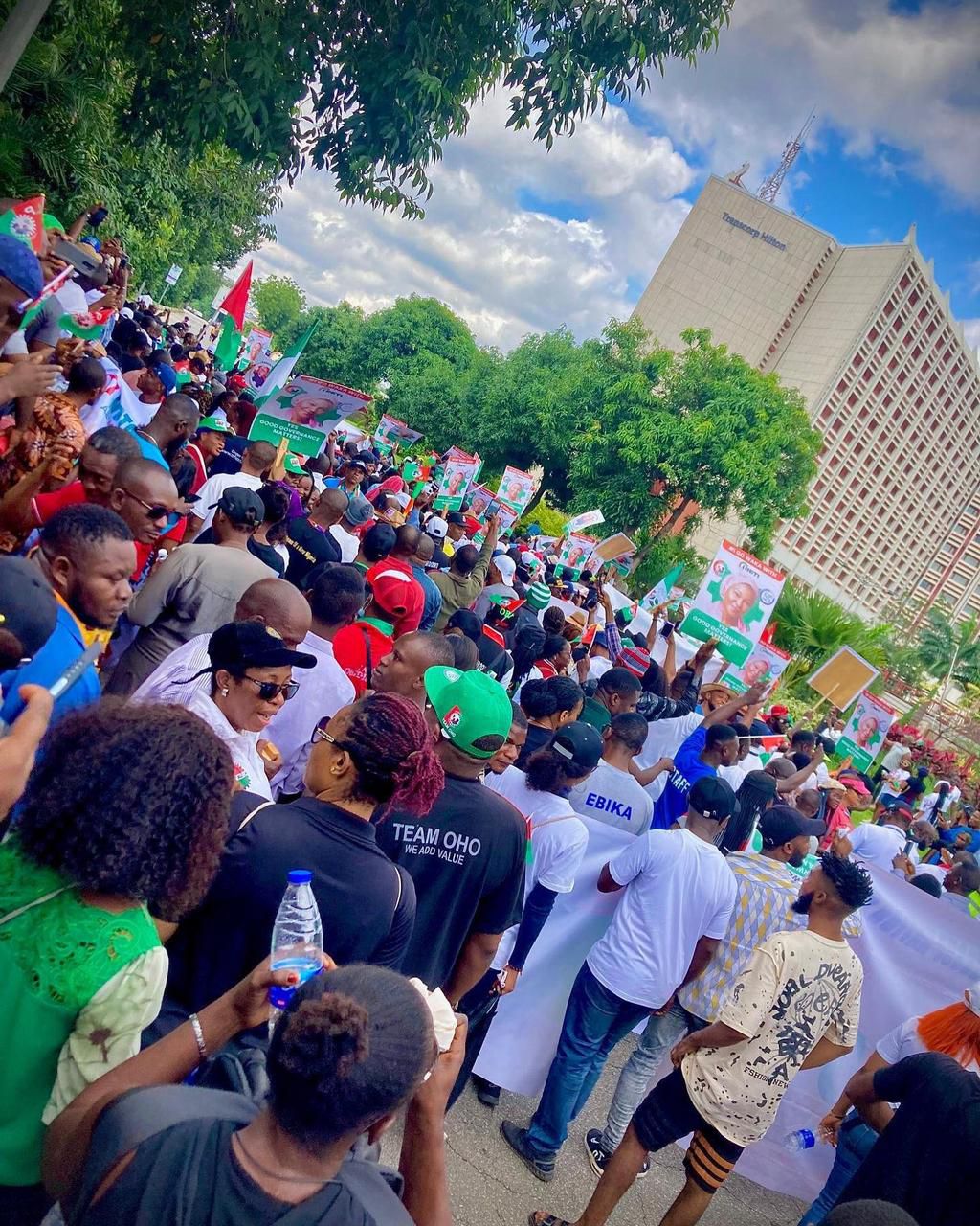Peter Obi supporters throng Abuja streets for Obidient march .