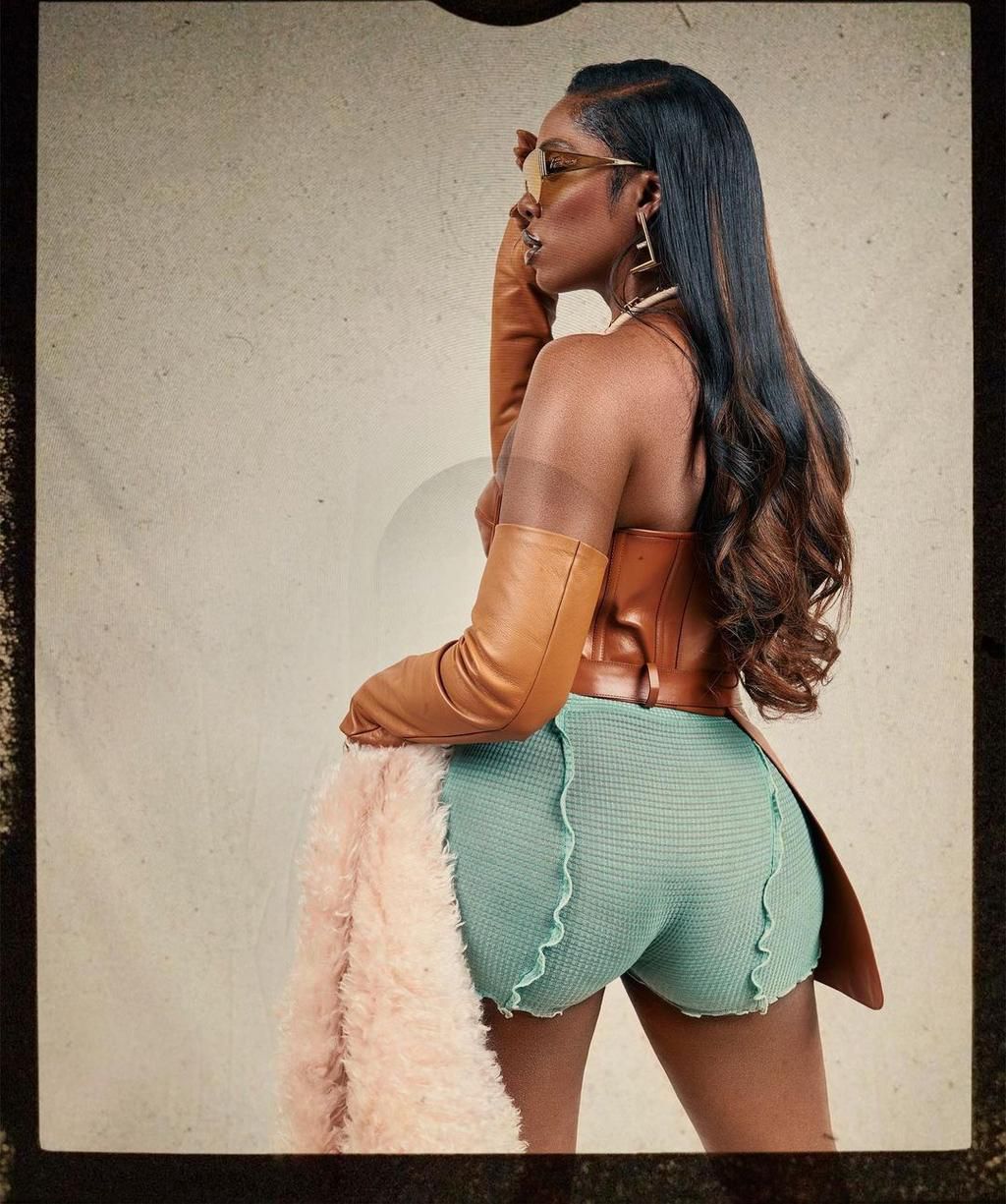 The knitted shorts were an interesting addition [Instagram/TiwaSavage]