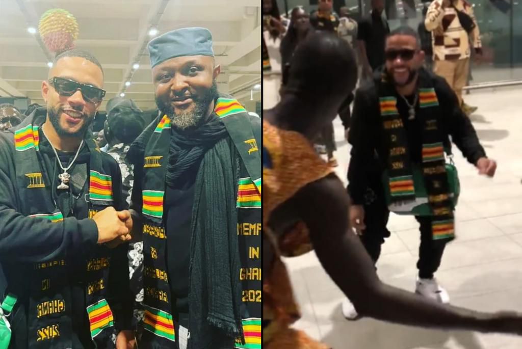 Video: Barcelona superstar Memphis Depay arrives in Ghana for holidays