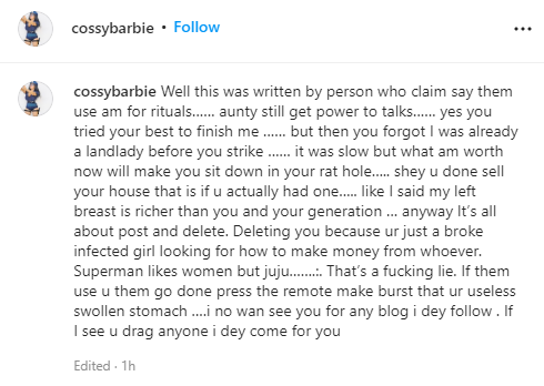 Cossy Orjiakor drags Halima Abubakar on Instagram