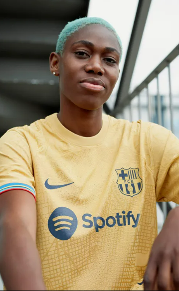 Asisat Oshoala models new Barcelona away jersey for 2022/23 season