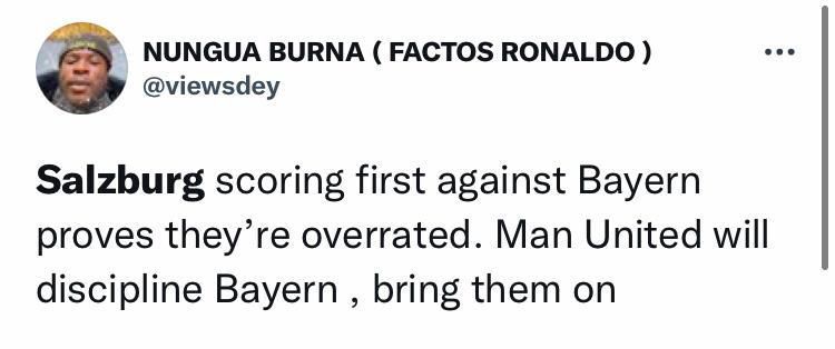 A Man United fan begs to play Bayern in the Champions league