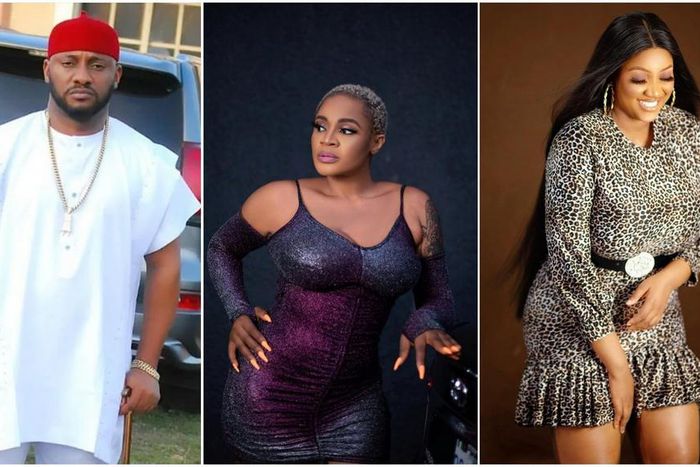 Nollywood actors Yul Edochie Uche Ogbodo and Judy Moghalu [Instagram/YulEdochie] [Instagram/UcheOgbodo] [Instagram/JudyAustin]