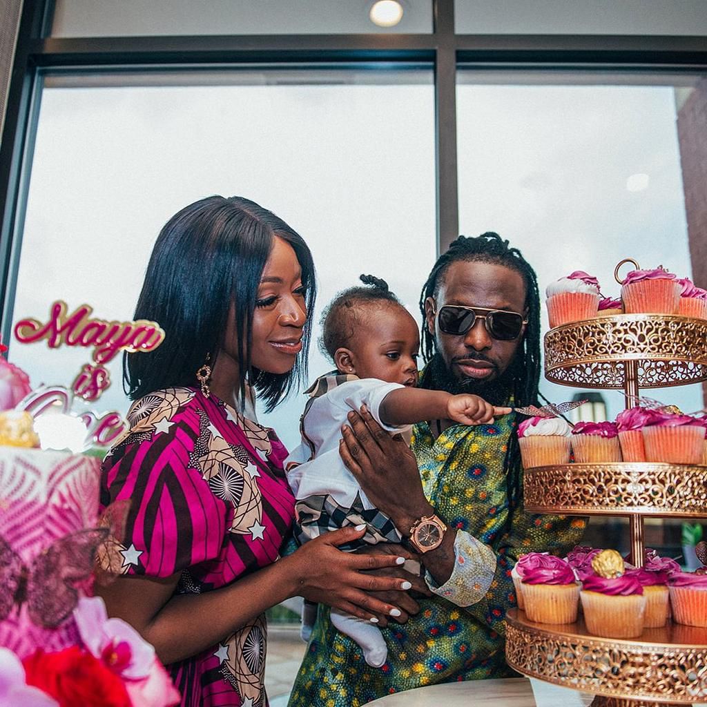 Timaya and his baby mama Dunnie with their daughter, Maya. [Instagram/Timaya]