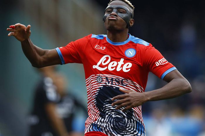 Osimhen celebrates his goal against Udinese