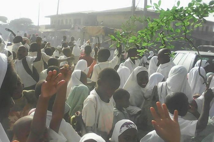 Primary School Students protest Governor's move to sack their teachers in Kaduna