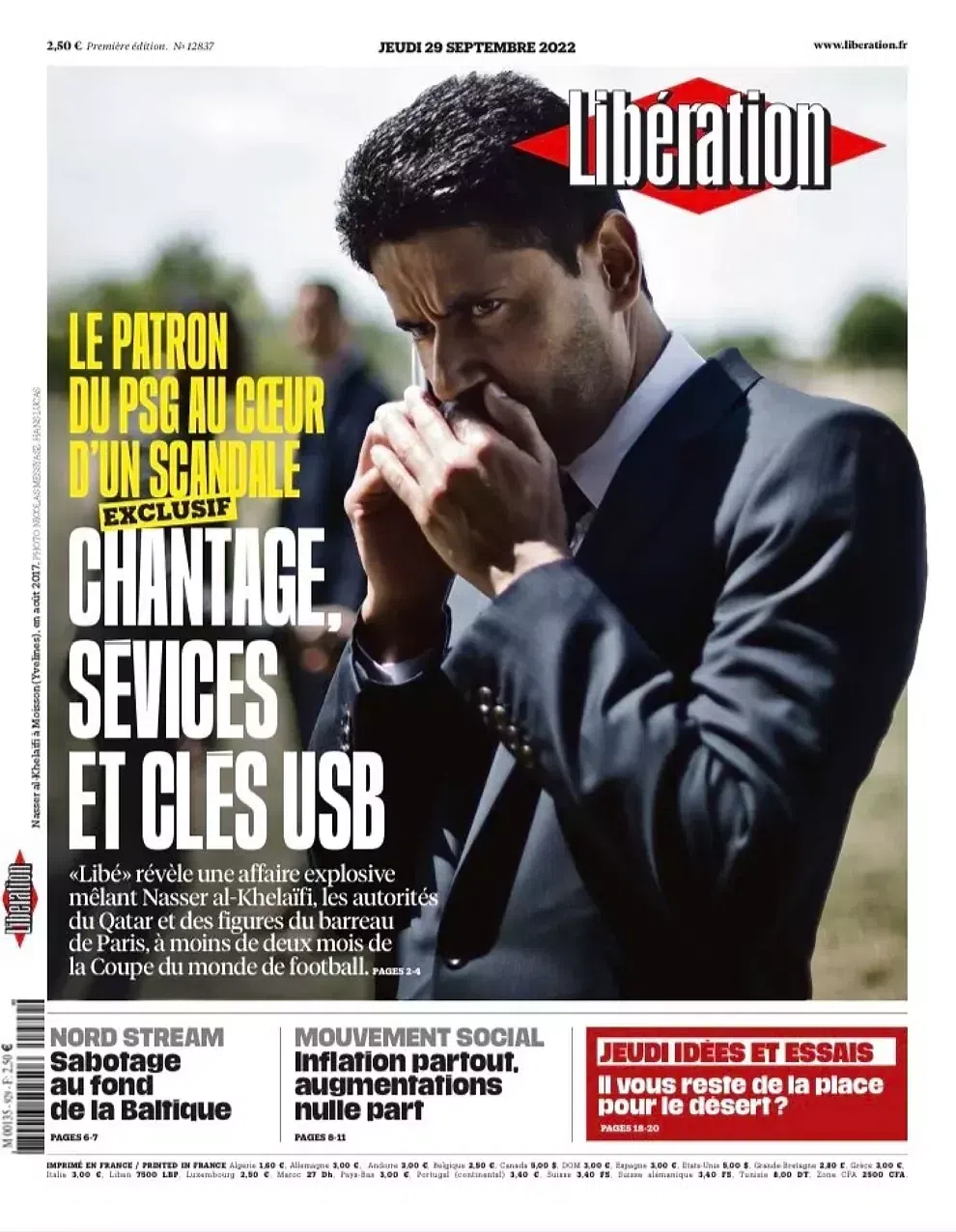 French newspaper Libération published damning allegations on Wednesday against PSG president Nasser Al-Khelaifi