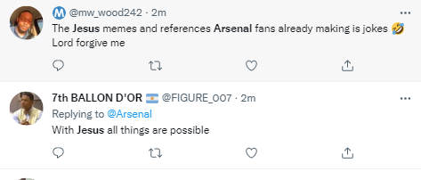 Reactions as Gabriel Jesus scores 2 goals for Arsenal in debut against Nurnberg