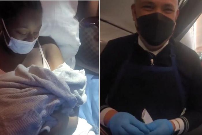 Woman gives birth inside plane