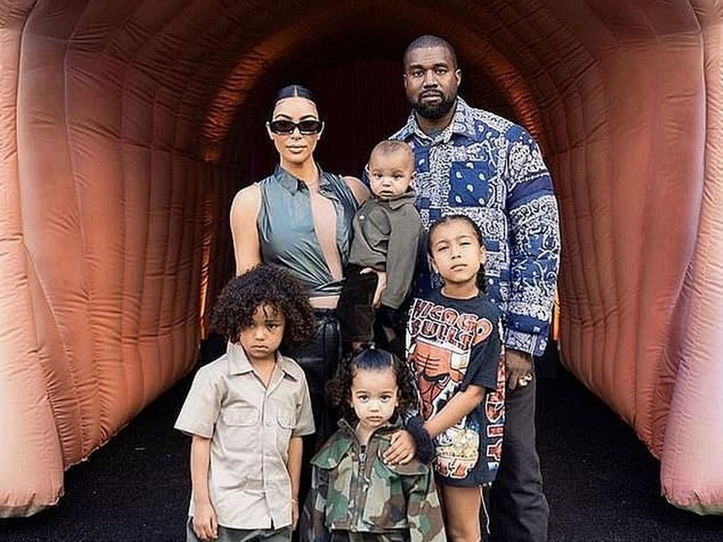 Kanye West, Kim Kardashian and their four children [Mirror]