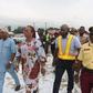 L-R: Chairman, Ibeju Lekki Local Council Development Area, Mr Abdullahi Oluwa, Special Adviser to Governor Babajide Sanwo-Olu on Works and Infrastructure, Mrs Aramide Adeyoye, Permanent Secretary Office of Infrastructure, Mr Olufemi Daramola, during in...