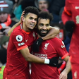 Luis Diaz with teammate Mohamed Salah