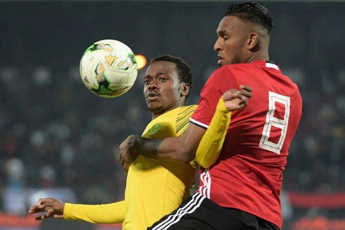 Sanad al Warfali (R) was among the scorers for Libyan club Al Ittihad in a CAF Confederation Cup victory over Orlando Pirates