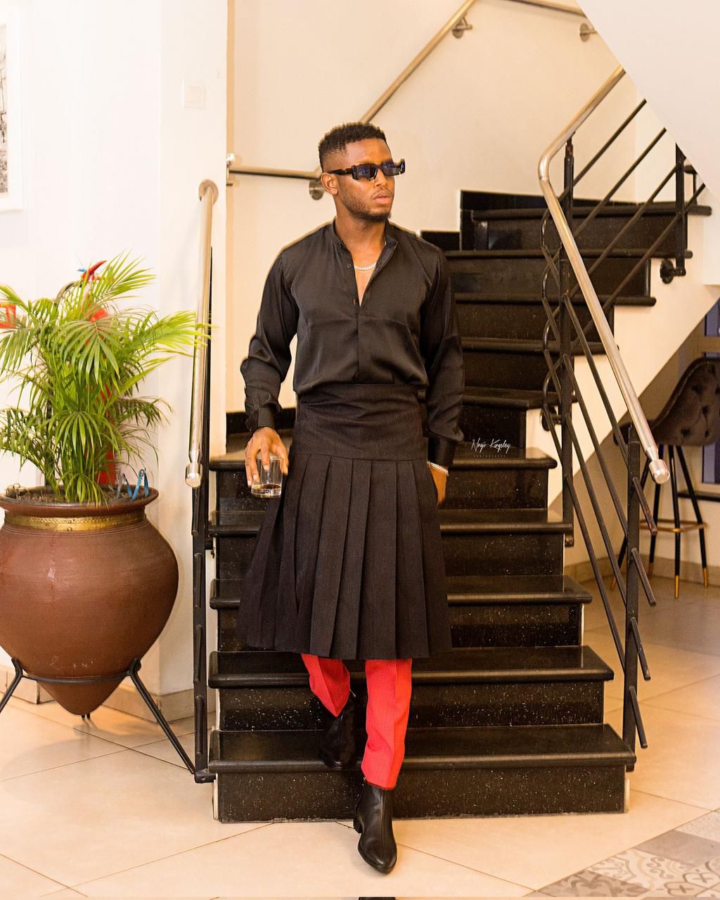 Chike at the live eviction show [Twitter/Chike]