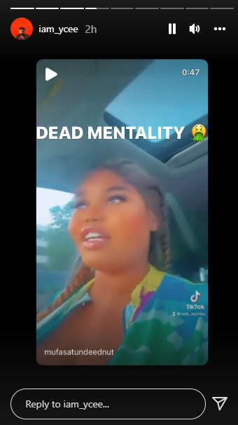 While reacting to the disc jockey's statement, YCee described it as a 'dead mentality.'