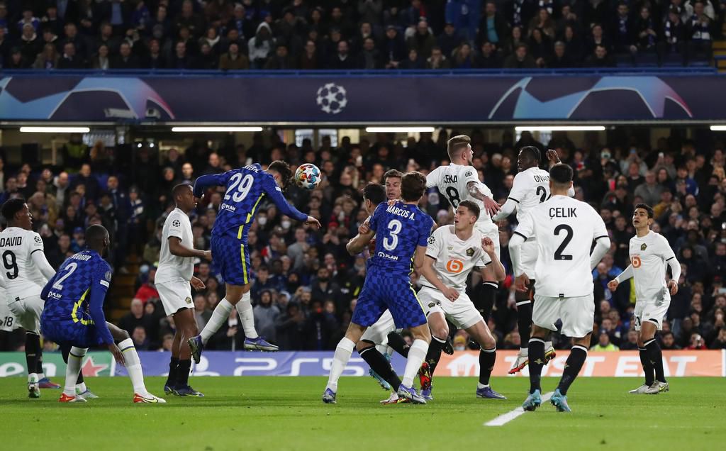 Kai Havertz scores Chelsea's first goal in the Champions League aginst Lille on Tuesday night