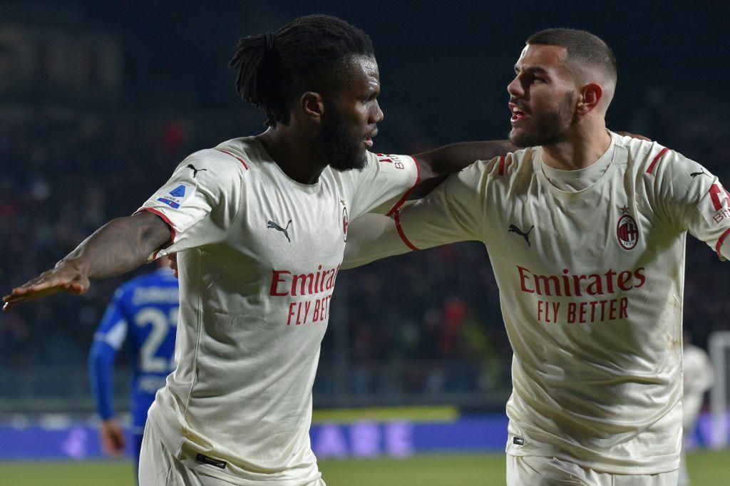 Franck Kessie (L) and Theo Hernandez were both on target for AC Milan at Empoli