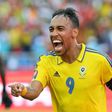 Gabon's Pierre-Emerick Aubameyang celebrates after scoring a goal during their 2017 Africa Cup of Nations Group A match against Guinea-Bissau, at the Stade de l'Amitie Sino-Gabonaise in Libreville, on January 14, 2017