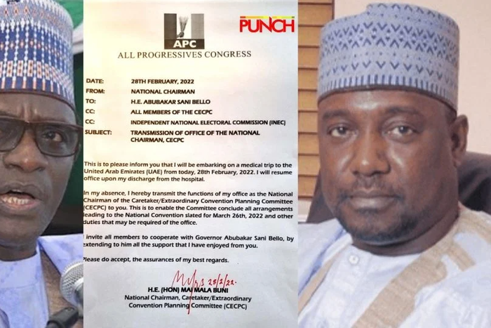 I'm coming back to take over as APC chair, Buni tells Bello in leaked letter. [Twitter:Punch]