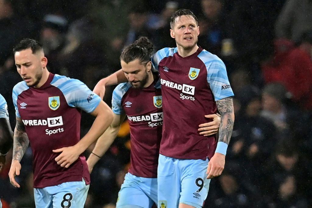Jay Rodriguez (centre) equalised for Burnley against Manchester United