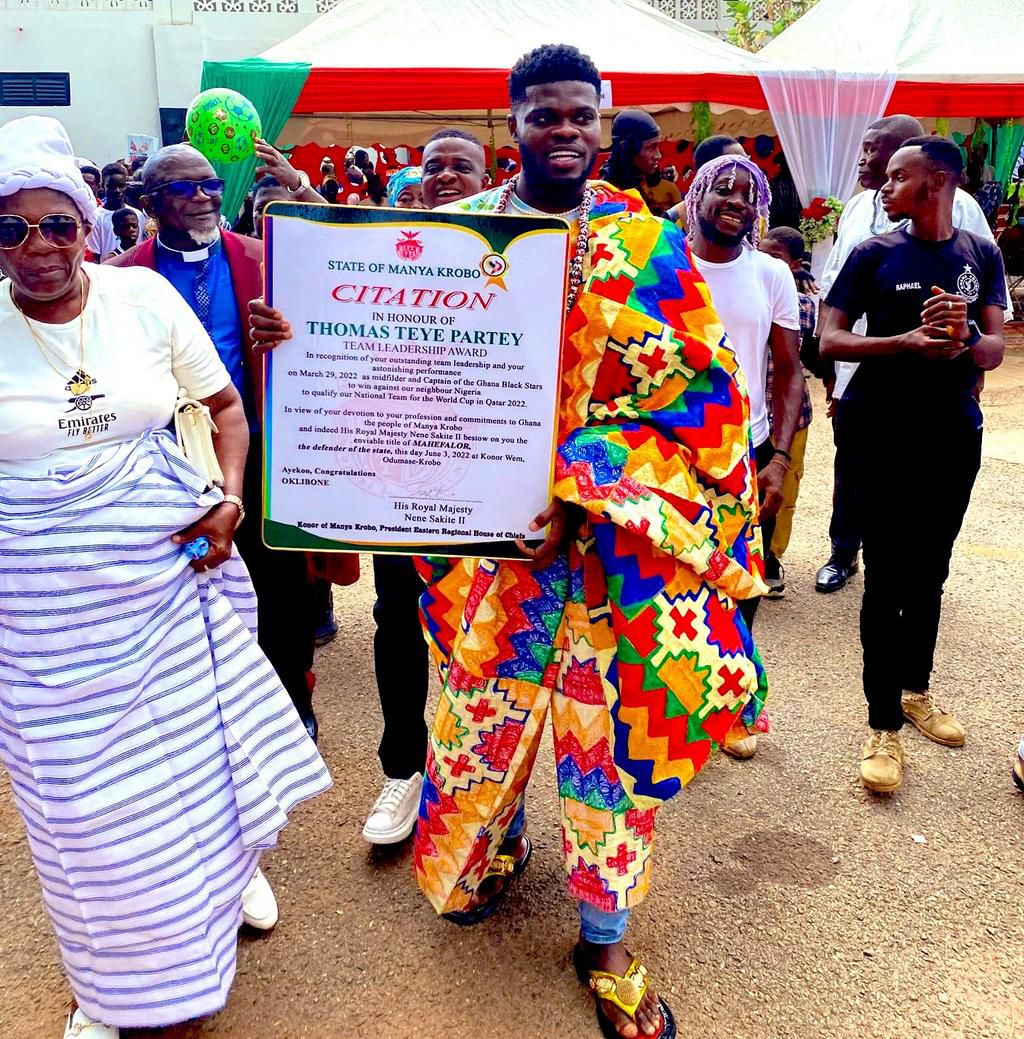Thomas Partey bags chieftaincy title for helping Ghana beat Nigeria to World Cup ticket [Photos]