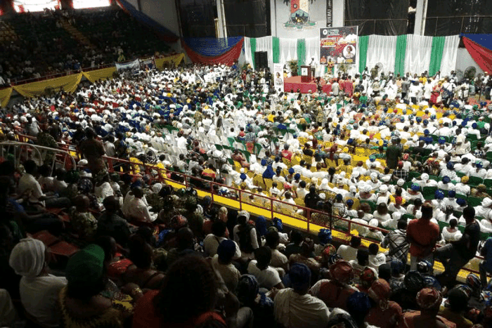 APC supporters at the One Million Solidarity Walk for Tinubu/Shetima in Lagos on Monday (Newsdiaryroom)
