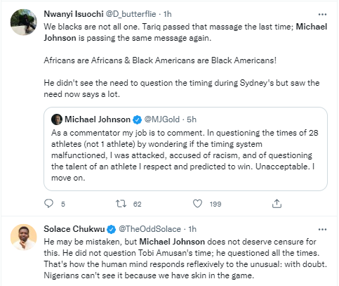 Michael Johnson for downplaying Tobi Amusan World record