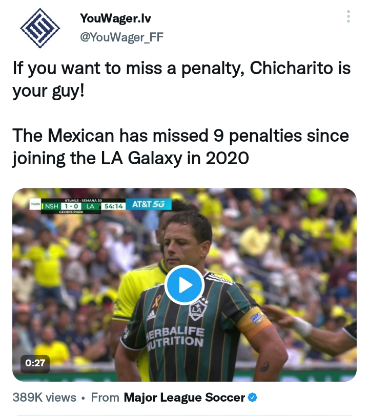 The supporters are tired and want Chicharito to stop taking penalties.