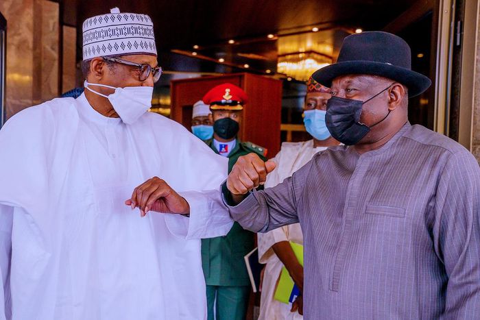 President Muhammadu Buhari and former President Goodluck Jonathan at Aso Rock [Presidency]
