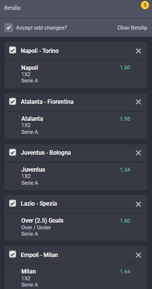 Serie A accumulator on Bet9ja