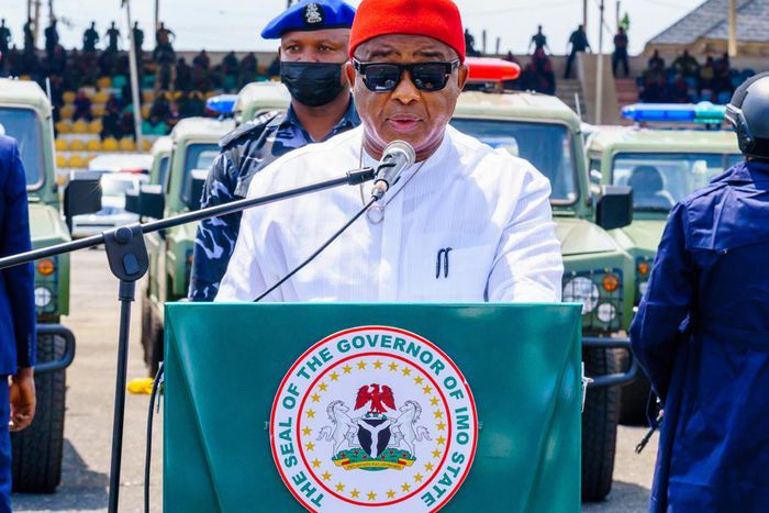 Gov Hope Uzodinma of Imo State donates security vehicles and gadgets to security outfit in the state (Imo state govt)