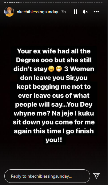 Nkechi Blessing replies Opeyemi Falegan after he disclosed that his next partner must have a degree