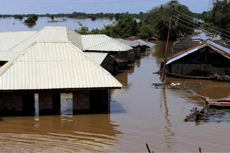 A house partially submerged in flood waters is pictured in Lokoja city, Kogi State, Nigeria September 17, 2018