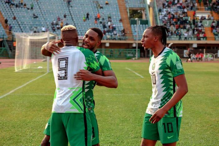 Odion Ighalo celebrates with Victor Osimhen