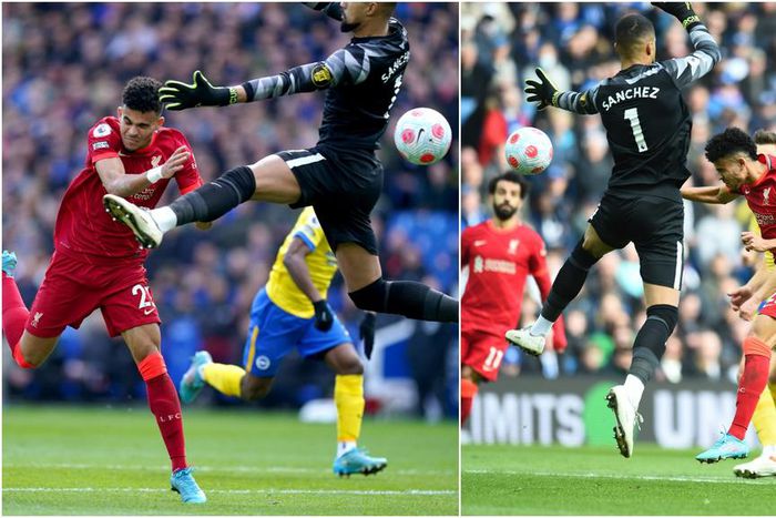 Diaz almost got injured scoring for Liverpool against Brighton