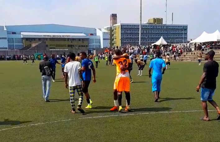 Jubilant Smart City players after full time.