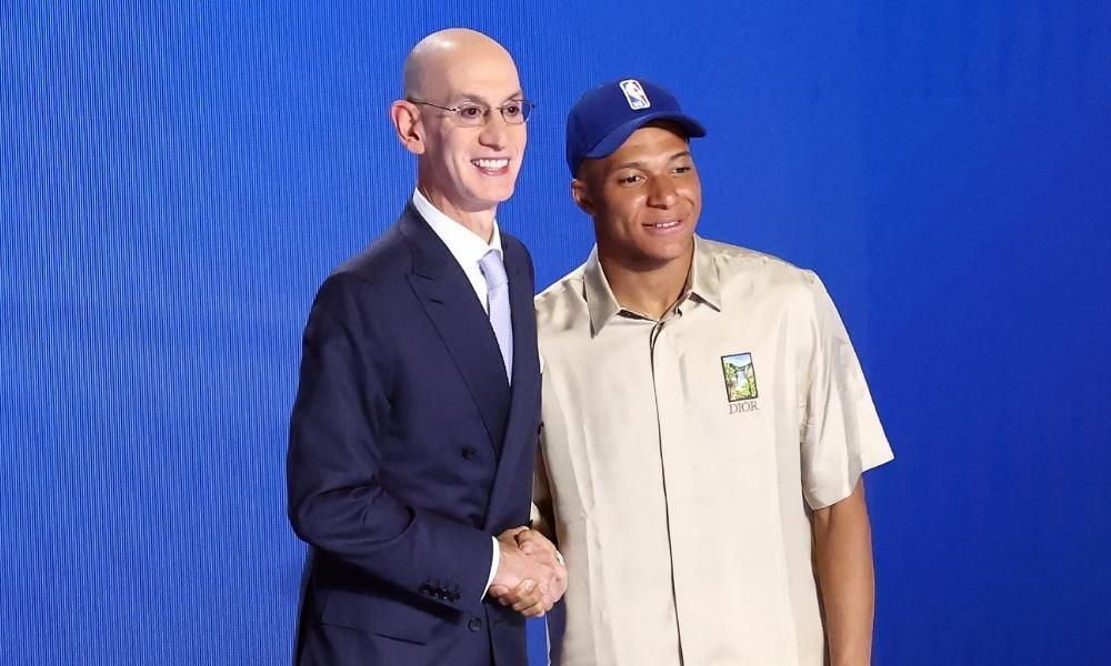NBA Commissioner Adam Silver and PSG star Kylian Mbappe