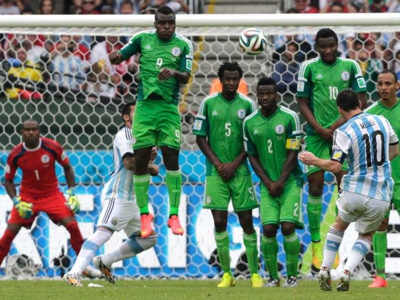 Lionel Messi, Emmanuel Emenike, Mikel Obi, Efe Ambrose, Joseph Yobo and Vincent Enyeama