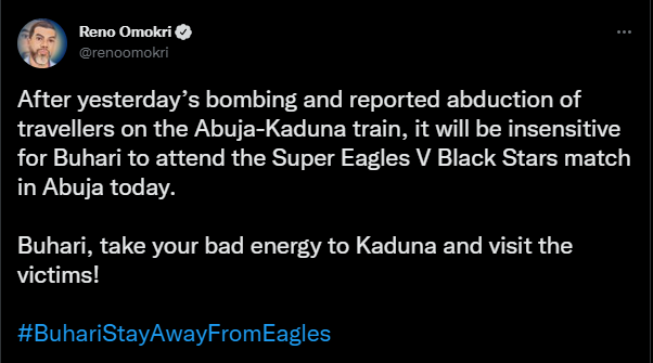 #BuhariStayAwayFromEagles reactions