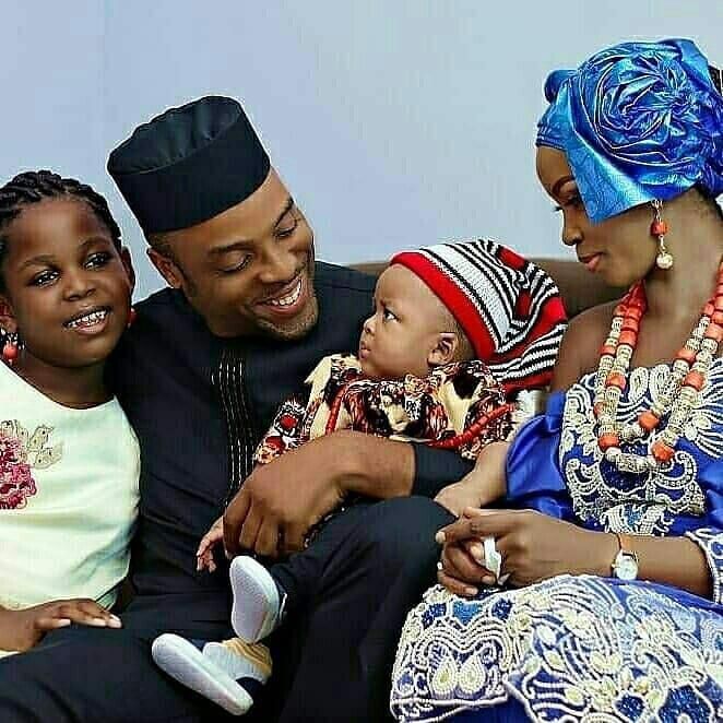 Nollywood actor Kalu Ikeagwu and his estrange wife Ijeoma and their kids [BellaNaija]