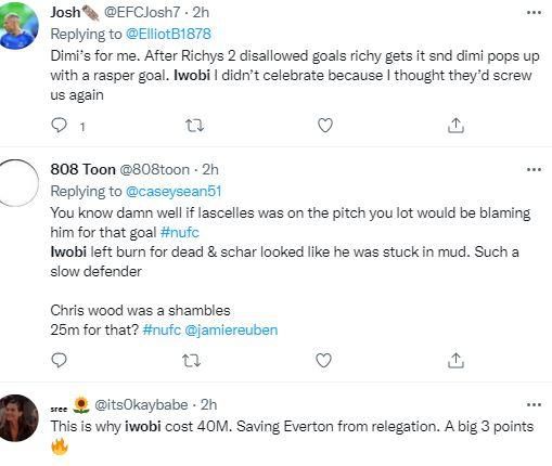 Reactions as Alex Iwobi scores for Everton against Newcastle United