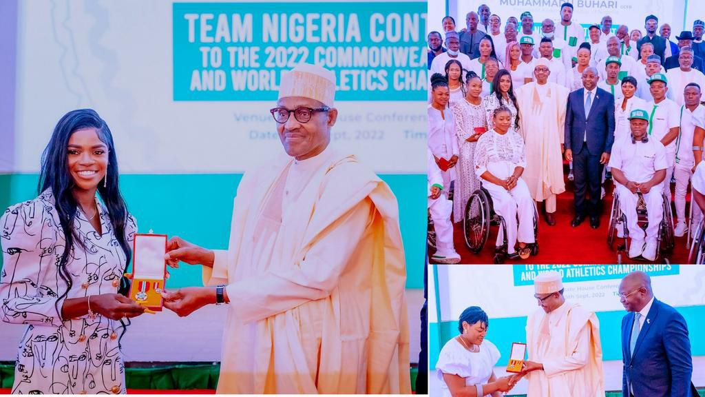 President Buhari receives Amusan, 2022 Commonwealth Games team with 200 million naira