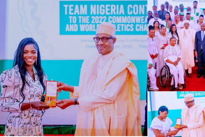 President Buhari receives Amusan, 2022 Commonwealth Games team with 200 million naira
