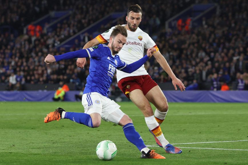 James Maddison was Leicester City's best player in the first half against Roma