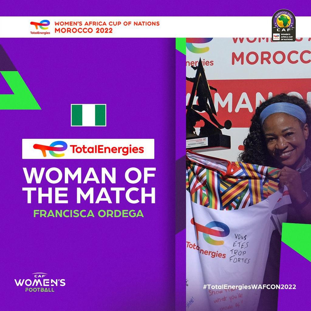 Ordega celebrates Woman of the Match award