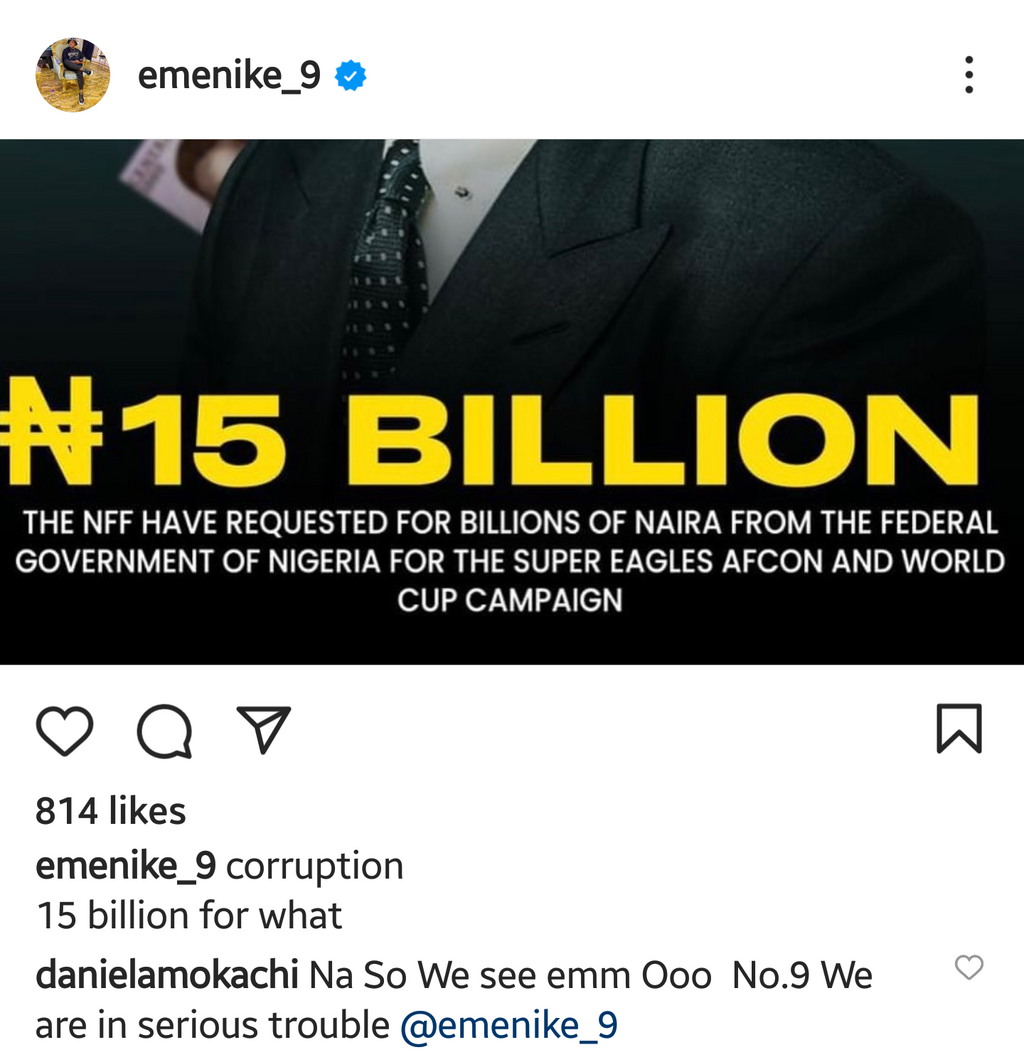 Emmanuel Emenike Instagram post