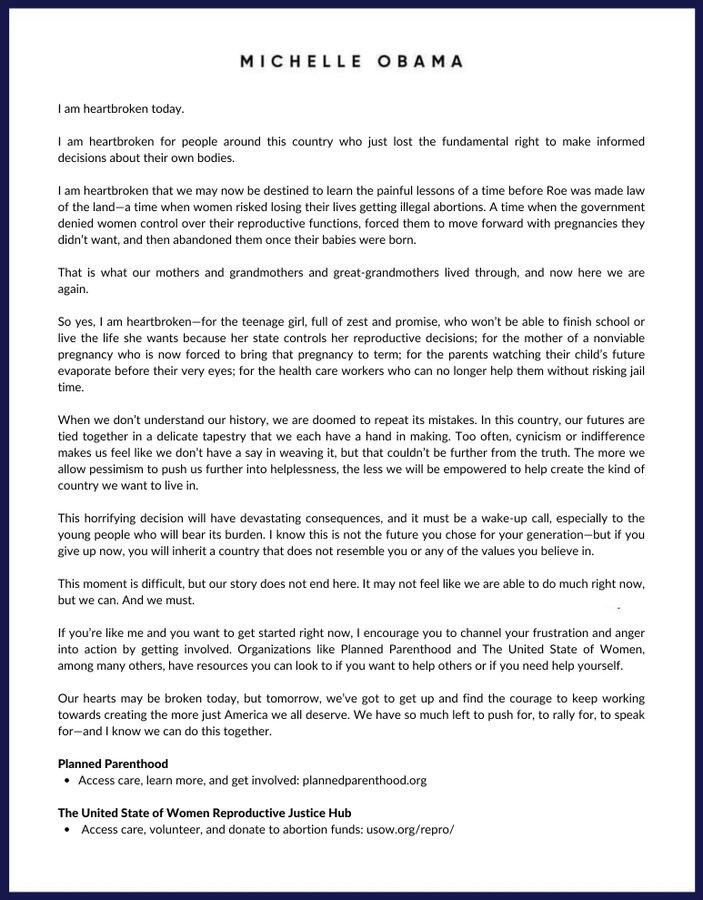 Michelle's tweet about the latest development {Twitter/MichelleObama]